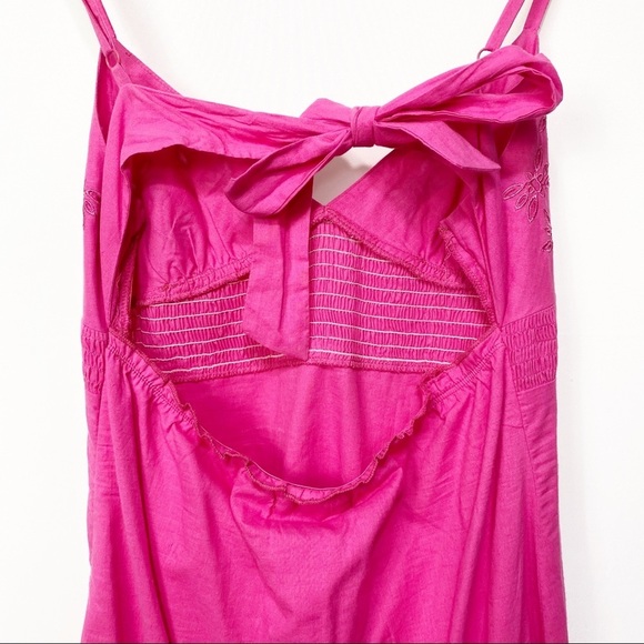 NWT- Manito Trend-Fuchsia Solid Eyelit Tie back Dress -M - Picture 2 of 14